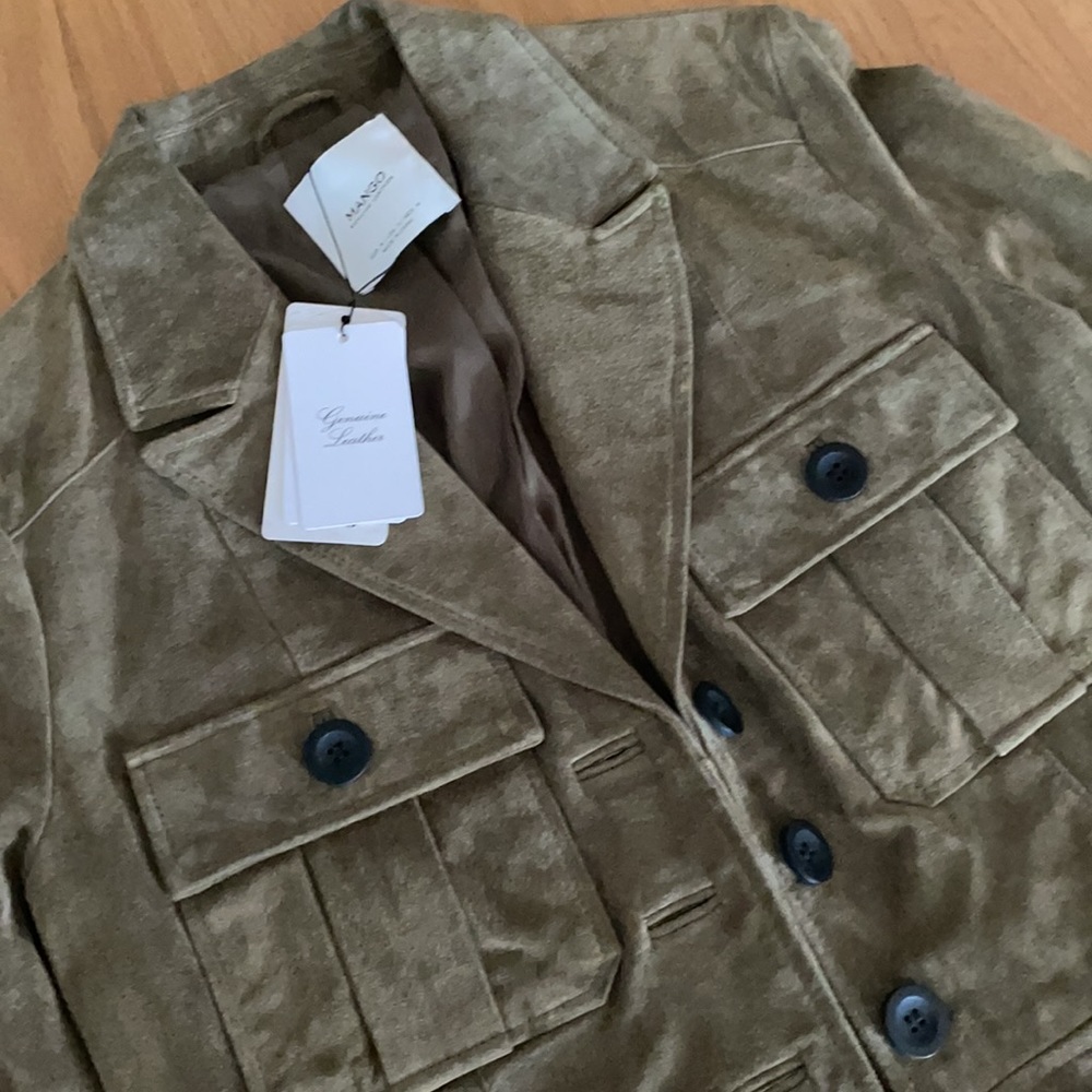 NWT Green Suede Mango Leather Jacket